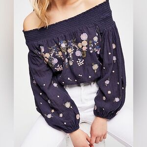 Free People Smocked Off the Shoulder Top